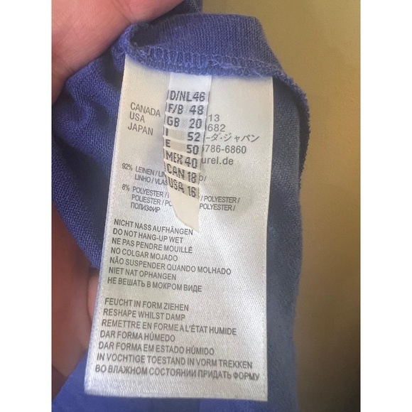 Laurèl By Escada Blue Linen Open Front Knee Length Lightweight Duster Pockets 16 - Picture 5 of 8